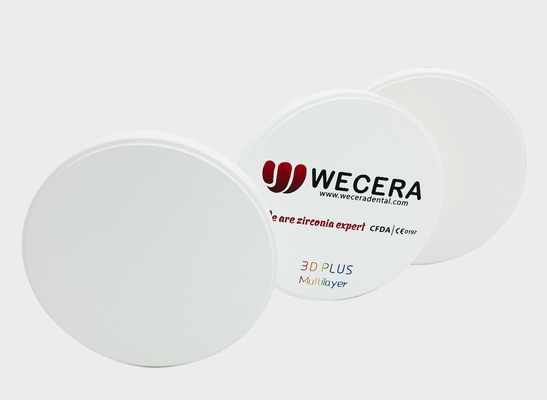 3D Plus Multilayer Zirconia CAD CAM Dental Milling Material 43% - 57% Translucency