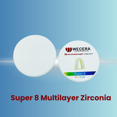 1200 Mpa Kekuatan Multilayer Zirconia Disc Terdiri dari 8 Lapisan dan Ketebalan Ukuran dari 10mm sampai 25mm Dirancang untuk Gigi